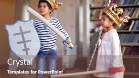  Presentation with knights - PPT theme with little-brother-and-sister-dressed background and a tawny brown colored foreground