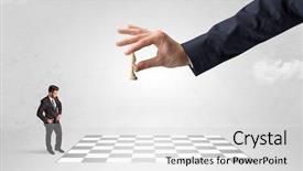  Presentation with strategy - Cool new PPT layouts with little businessman thinking about chess backdrop and a  colored foreground