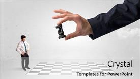  Presentation with strategy - Slides consisting of little businessman thinking about chess background and a  colored foreground