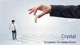  Presentation with strategy culture and structure - Theme enhanced with little businessman thinking about chess background and a sky blue colored foreground