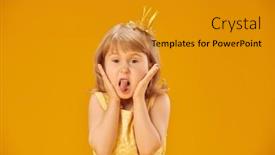  Presentation with golden yellow - PPT theme enhanced with little-capricious-girl-princess background and a gold colored foreground