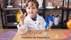  Presentation with prize - Presentation having little-caucasian-boy-at-school background and a coral colored foreground