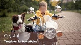  Presentation with driving - Slide set with little-caucasian-boy-driving background and a tawny brown colored foreground