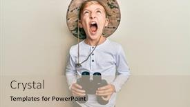  Presentation with anger kid - Beautiful slide deck featuring little-caucasian-boy-kid-wearing backdrop and a soft green colored foreground