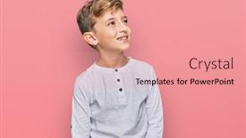  Presentation with clothes - PPT theme with little-caucasian-boy-kid-wearing background and a coral colored foreground
