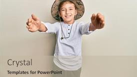  Presentation with explorer - Slide set featuring little-caucasian-boy-kid-wearing background and a mint green colored foreground