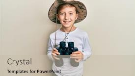  Presentation with explorer - Colorful slide deck enhanced with little-caucasian-boy-kid-wearing backdrop and a soft green colored foreground