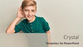  Presentation with hearing - Slide set featuring little-caucasian-boy-kid-wearing background and a soft green colored foreground