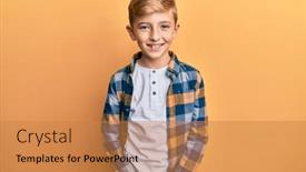 Presentation with confident - PPT theme enhanced with little-caucasian-boy-kid-wearing background and a coral colored foreground