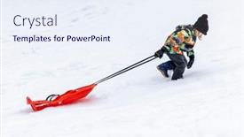  Presentation with bobsleigh - Slide set featuring little-caucasian-girl-drags background and a sky blue colored foreground