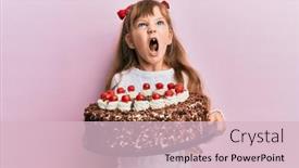  Presentation with anger kid - Audience pleasing presentation theme consisting of little-caucasian-girl-kid-celebrating backdrop and a lemonade colored foreground