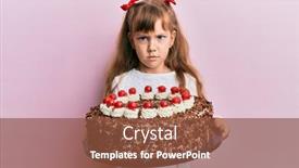  Presentation with birthday cake - Audience pleasing presentation theme consisting of little-caucasian-girl-kid-celebrating backdrop and a tawny brown colored foreground