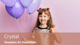  Presentation with balloons - Amazing presentation design having little-caucasian-girl-kid-holding backdrop and a coral colored foreground