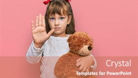  Presentation with teddy bear - Colorful slides enhanced with little-caucasian-girl-kid-hugging backdrop and a coral colored foreground