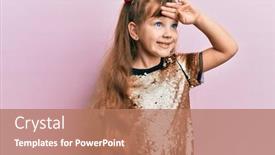  Presentation with festive - Presentation theme with little-caucasian-girl-kid-wearing background and a coral colored foreground