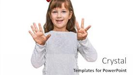  Presentation with eight - Amazing presentation theme having little-caucasian-girl-kid-wearing backdrop and a white colored foreground