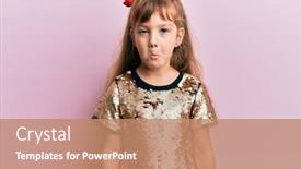  Presentation with angry kid - PPT theme enhanced with little-caucasian-girl-kid-wearing background and a coral colored foreground