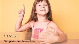  Presentation with long hair - Slide set with little-caucasian-kid-girl background and a coral colored foreground