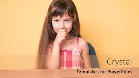  Presentation with hair care - Cool new presentation theme with little-caucasian-kid-girl backdrop and a coral colored foreground