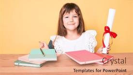  Presentation with long hair - Slide set featuring little-caucasian-kid-girl background and a coral colored foreground