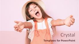  Presentation with long hair - Amazing slide set having little-caucasian-kid-girl backdrop and a coral colored foreground
