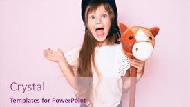  Presentation with horse hair - Cool new PPT theme with little-caucasian-kid-girl backdrop and a pink colored foreground