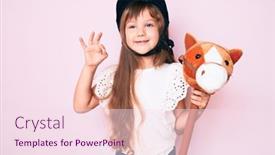  Presentation with horse hair - Colorful PPT theme enhanced with little-caucasian-kid-girl backdrop and a pink colored foreground