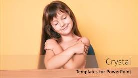  Presentation with hair care - Beautiful slide deck featuring little-caucasian-kid-girl backdrop and a coral colored foreground