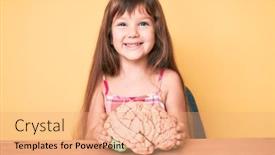  Presentation with long hair - PPT layouts enhanced with little-caucasian-kid-girl background and a coral colored foreground