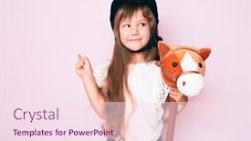  Presentation with horse hair - Beautiful theme featuring little-caucasian-kid-girl backdrop and a pink colored foreground