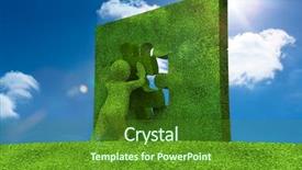  Presentation with moving 3d character - Cool new PPT theme with little character resolving a puzzle backdrop and a  colored foreground