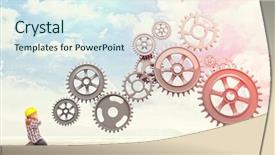  Presentation with child respiratory system - Presentation design featuring little child and abstract flying background and a  colored foreground