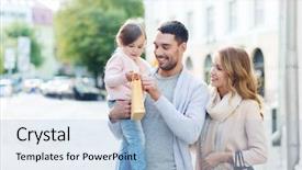  Presentation with consumerism - Slides having little child and shopping background and a light blue colored foreground