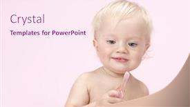  Presentation with baby teeth - Amazing PPT theme having little-child-baby-brushing-teeth backdrop and a pink colored foreground