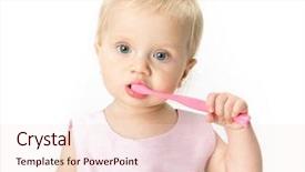  Presentation with baby teeth - PPT theme featuring little child baby brushing teeth background and a lemonade colored foreground
