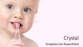  Presentation with baby teeth - Beautiful theme featuring little child baby caucasian brushing backdrop and a  colored foreground