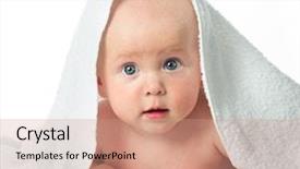  Presentation with baby - Cool new slide deck with little child baby closeup portrait backdrop and a coral colored foreground