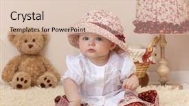  Presentation with baby bear - Amazing slide deck having little child baby girl sitting backdrop and a lemonade colored foreground