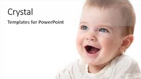  Presentation with child eye - Cool new presentation theme with little child baby smiling closeup backdrop and a white colored foreground