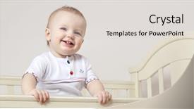  Presentation with bed - PPT theme consisting of little child baby smiling standing background and a  colored foreground