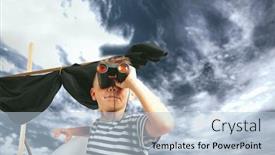  Presentation with ship - Cool new presentation theme with little-child-boy-playing backdrop and a light blue colored foreground