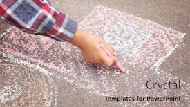  Presentation with asphalt - Beautiful PPT theme featuring little child drawing car with chalk on asphalt closeup backdrop and a light gray colored foreground