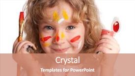  Presentation with paint - PPT theme consisting of little child drawing paint isolated background and a coral colored foreground
