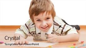  Presentation with letter - Cool new presentation theme with little child drawing painting backdrop and a lemonade colored foreground