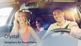  Presentation with safety transport - Amazing presentation theme having little child driving in car backdrop and a light blue colored foreground