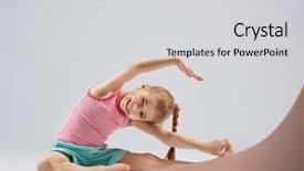  Presentation with yoga kids - Slide deck consisting of little child girl enjoying yoga background and a light gray colored foreground
