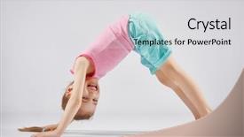  Presentation with yoga kids - Theme having little child girl enjoying yoga background and a light gray colored foreground