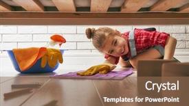  Presentation with save girl child - Amazing presentation design having little child girl makes cleaning backdrop and a violet colored foreground