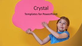  Presentation with pink blue - Cool new PPT theme with little child girl with cartoon backdrop and a coral colored foreground