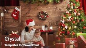  Presentation with baby tree - Presentation theme featuring merry christmas and happy holidays background and a tawny brown colored foreground